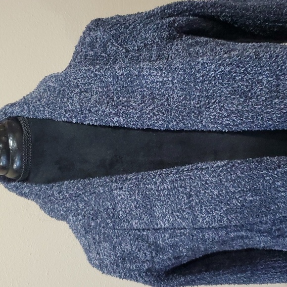 Barefoot dreams soft plush open front cardigan blue with large pockets - Picture 2 of 7